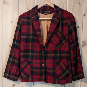 Stylish Red Plaid Women's Blazer